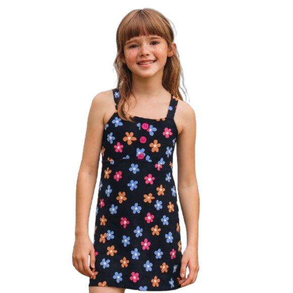 Jenna & Jessie Other - Jenna & Jessie Black Floral Pique Mini Dress Girls 10 Stretch